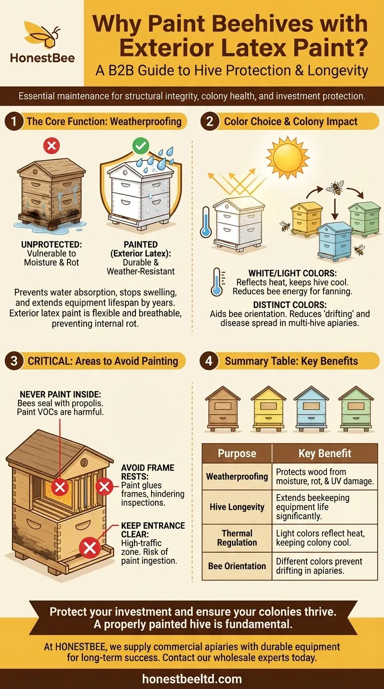 외부 라텍스 페인트로 벌통을 칠하는 것이 왜 중요한가요? 벌통의 수명을 연장하세요 시각적 가이드