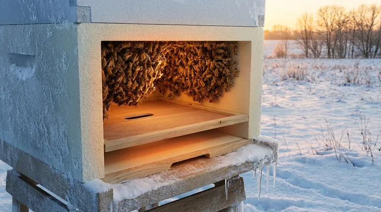 폴리스티렌 벌통이 꿀벌 군집의 월동에 주는 주요 이점은 무엇인가요? 겨울 생존율 및 봄철 성장 촉진
