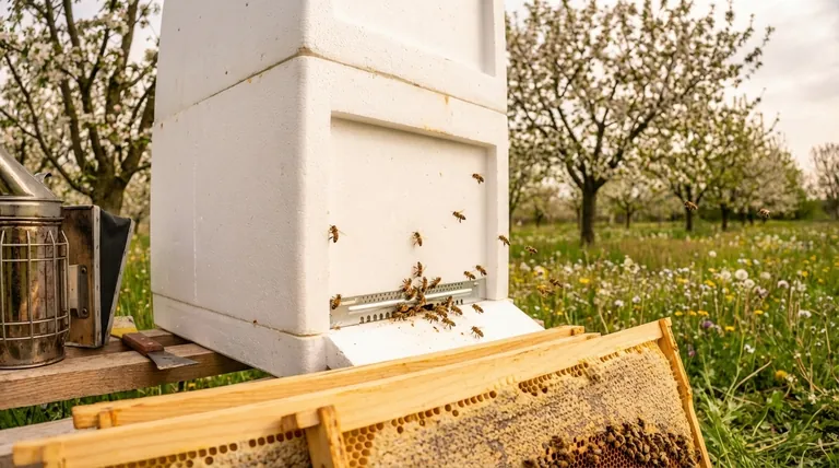 스티로폼 벌통은 군집 번식 및 사육에 어떤 이점을 제공합니까? 봄철 세력 증강 가속화 및 핵군 생산 증대