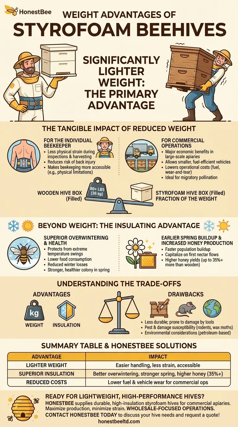What are the weight advantages of styrofoam beehives? Boost Productivity & Reduce Beekeeper Strain Visual Guide