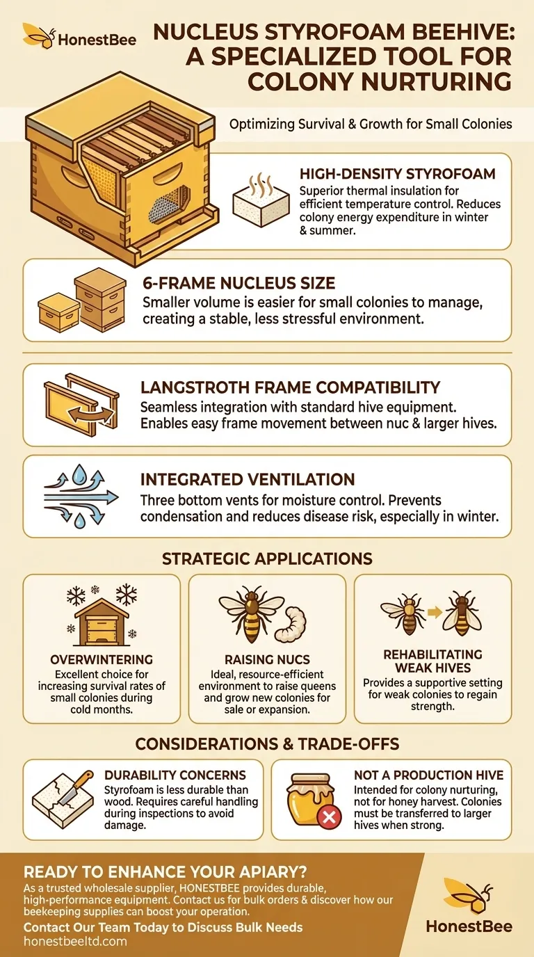 What are the features of the Nucleus Styrofoam Beehive? Superior Insulation for Nucs & Overwintering Visual Guide