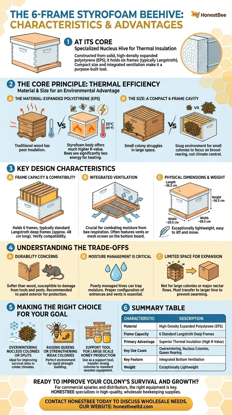 6 프레임 스티로폼 벌통의 특징은 무엇인가요? 월동 및 분봉 관리에 탁월한 단열 효과 시각적 가이드