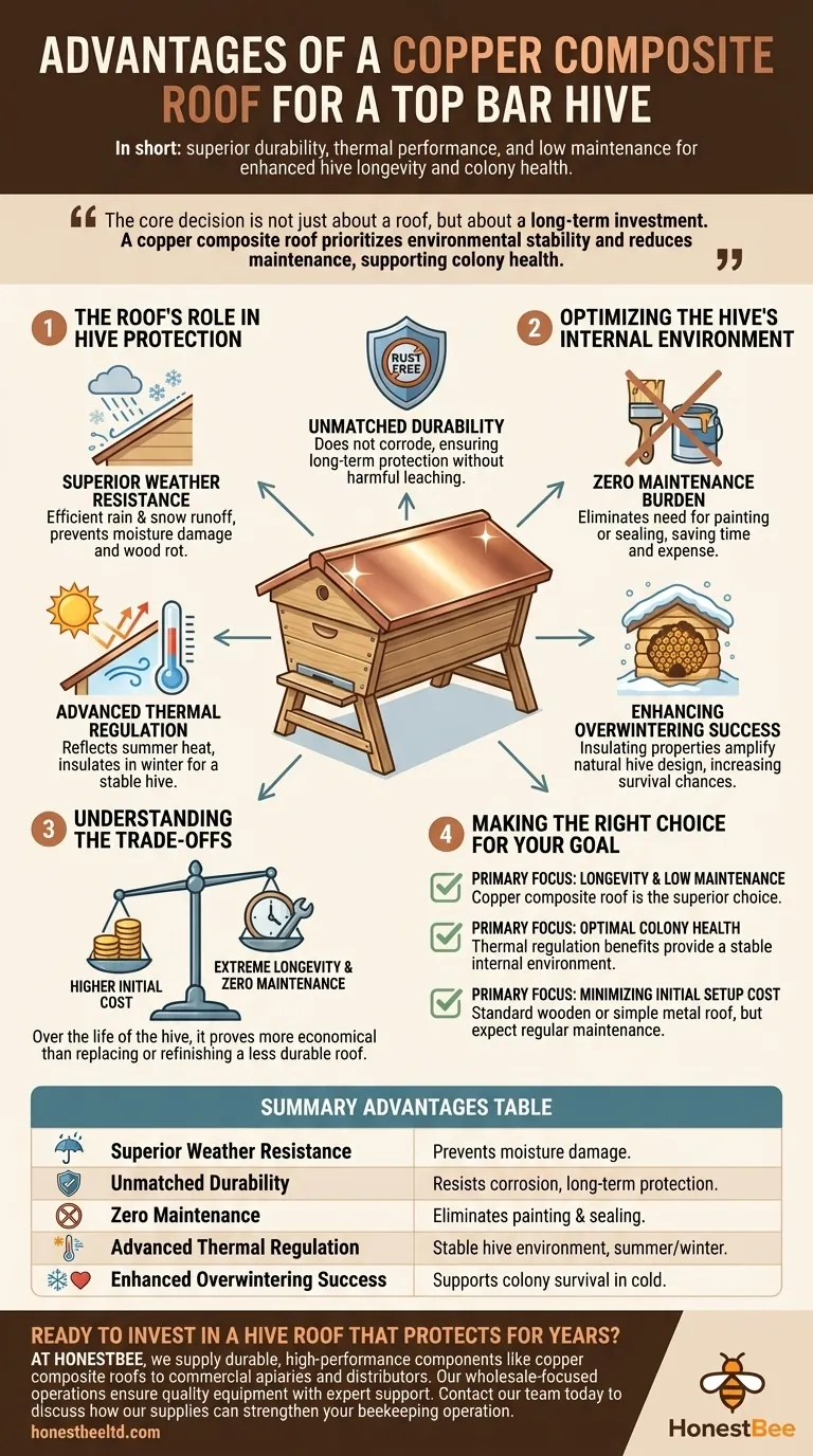 What are the advantages of a copper composite roof in a top bar hive? Boost Hive Durability & Bee Health Visual Guide