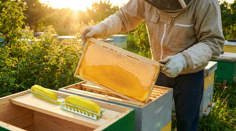 양봉에서 쐐기형 상단 바를 사용하는 것의 이점은 무엇인가요? 곧은 벌집과 오래가는 벌통 프레임을 보장합니다.