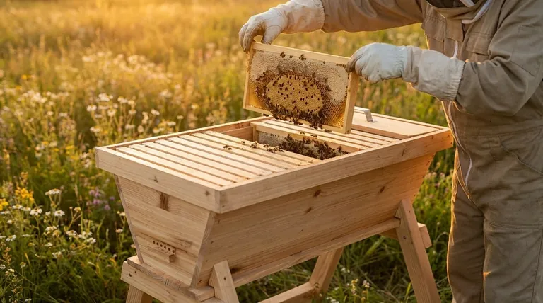 How does the design of a top bar hive minimize disturbance to the bees during inspection? Achieve a Calmer, More Natural Approach
