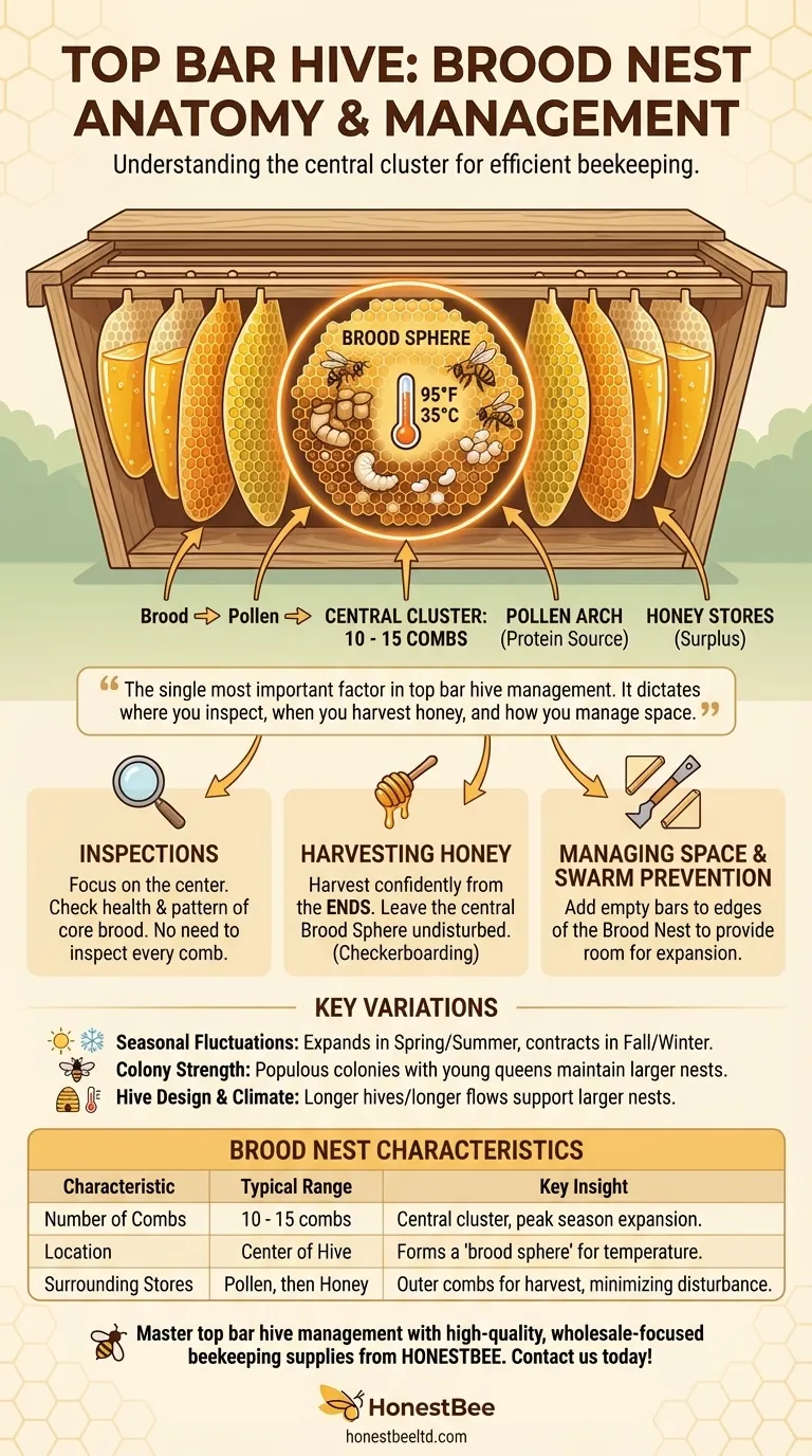 How many combs does the queen typically use for brood in a top bar hive? Optimize Your Hive Management Visual Guide