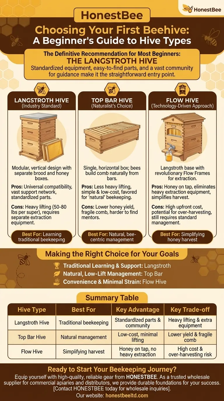 What type of hive is recommended for beginners in beekeeping? Start with the Langstroth Hive Visual Guide