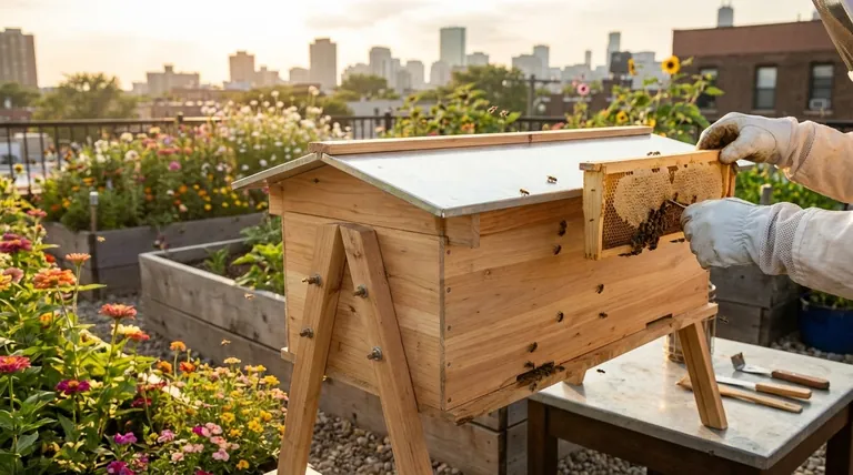 수평식 탑바 벌통이 도시 또는 뒷마당 양봉가에게 이상적인 이유는 무엇입니까? 더 간단하고, 저렴하며, 육체적으로 덜 힘듭니다.