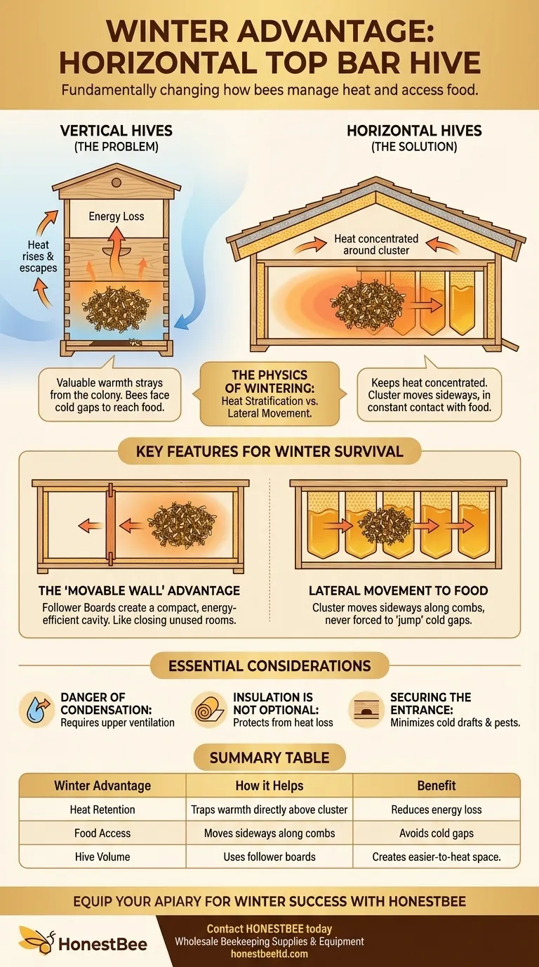 탑바 하이브의 수평 디자인이 겨울에 유리한 이유는 무엇인가요? 벌을 위한 우수한 보온성 시각적 가이드