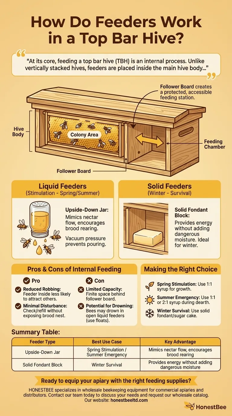 How do feeders work in a top bar hive? Master Internal Feeding with a Follower Board Visual Guide