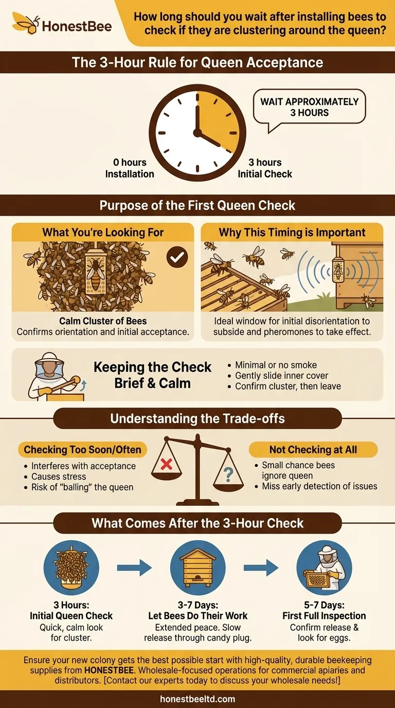 벌을 설치한 후 여왕벌 주위에 모여드는지 확인하려면 얼마나 기다려야 할까요? 건강한 시작을 위한 3시간 규칙을 알아보세요. 시각적 가이드