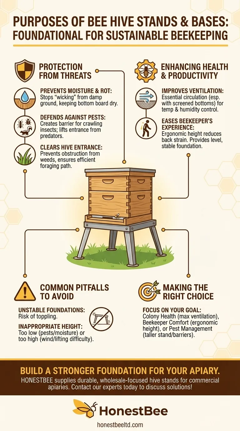 What are the purposes of using stands and bases for bee hives? Protect Your Hive and Simplify Your Work Visual Guide