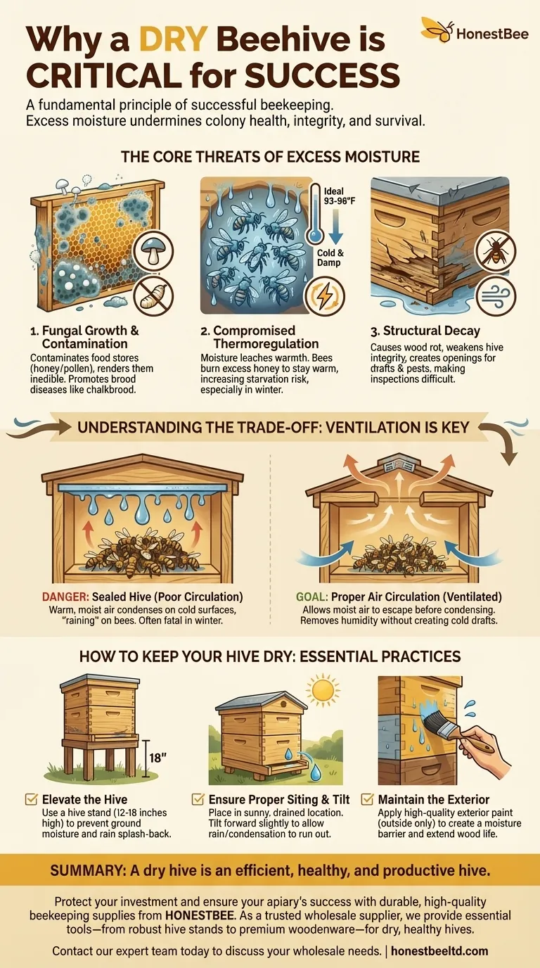 Why is it important to keep a beehive dry? Ensure Colony Health and Hive Longevity Visual Guide