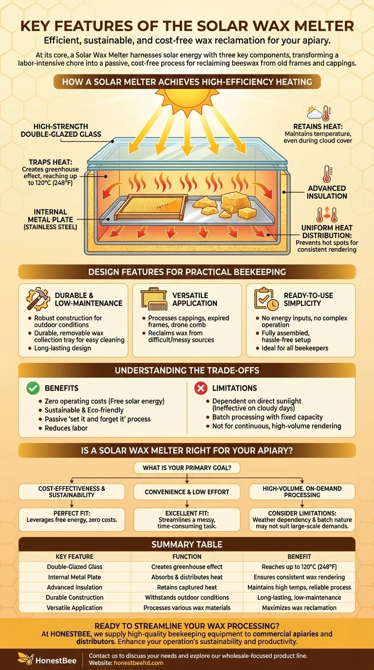 What are the key features of the Solar Wax Melter? Efficient, Sustainable Wax Rendering Visual Guide