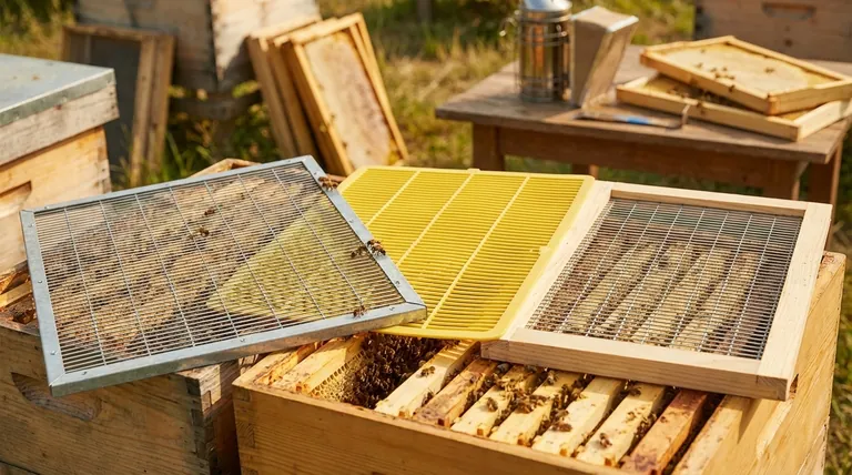 사용 가능한 여왕벌 격리기의 종류는 무엇인가요? 벌통에 적합한 재료를 선택하세요
