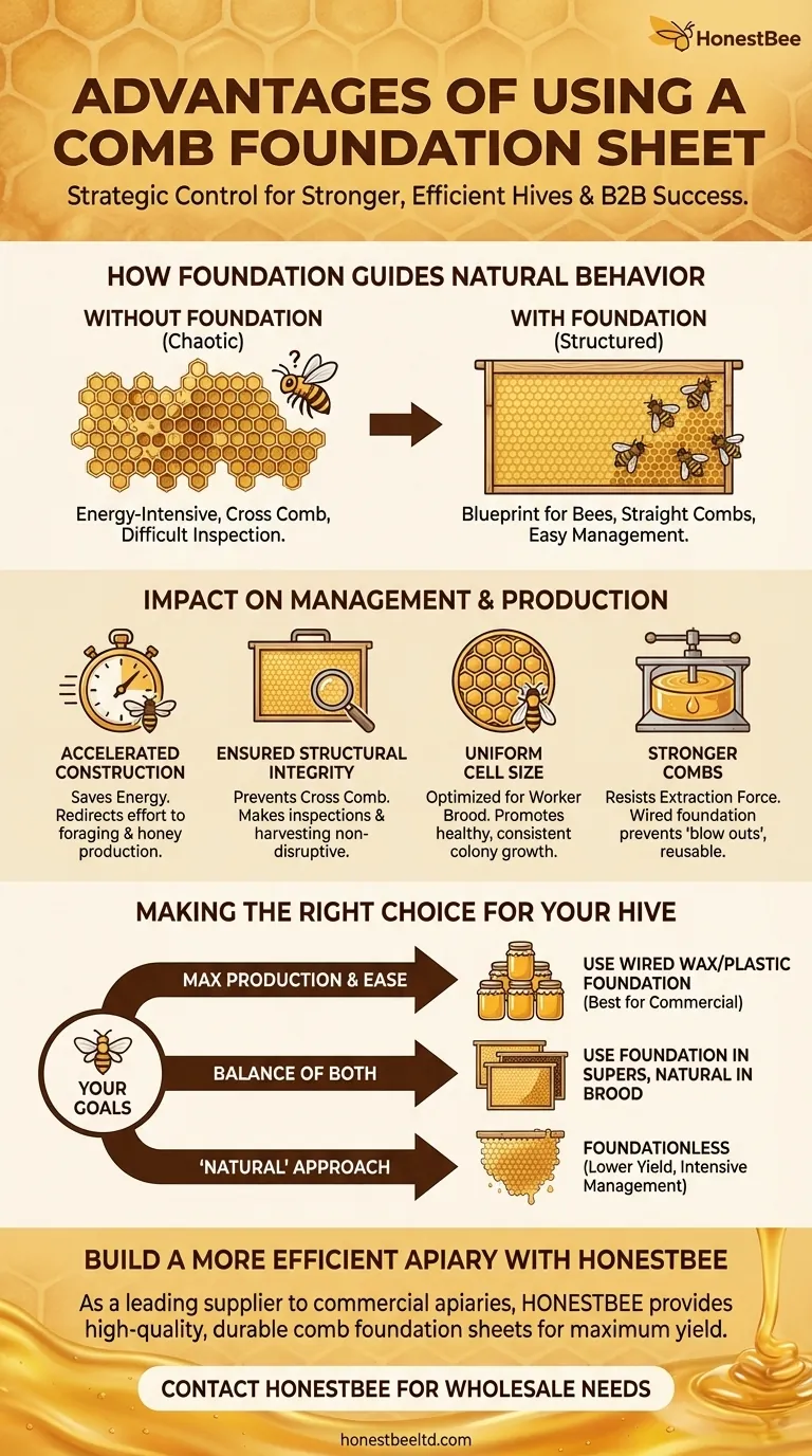 What are the advantages of using a comb foundation sheet? Boost Hive Productivity & Honey Yields Visual Guide