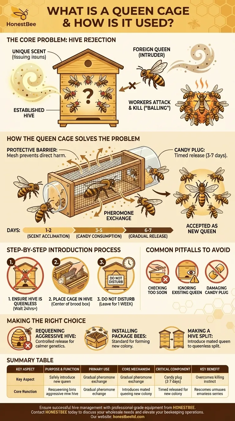 What is a Queen Cage and how is it used? Master the Art of Safe Queen Introduction Visual Guide