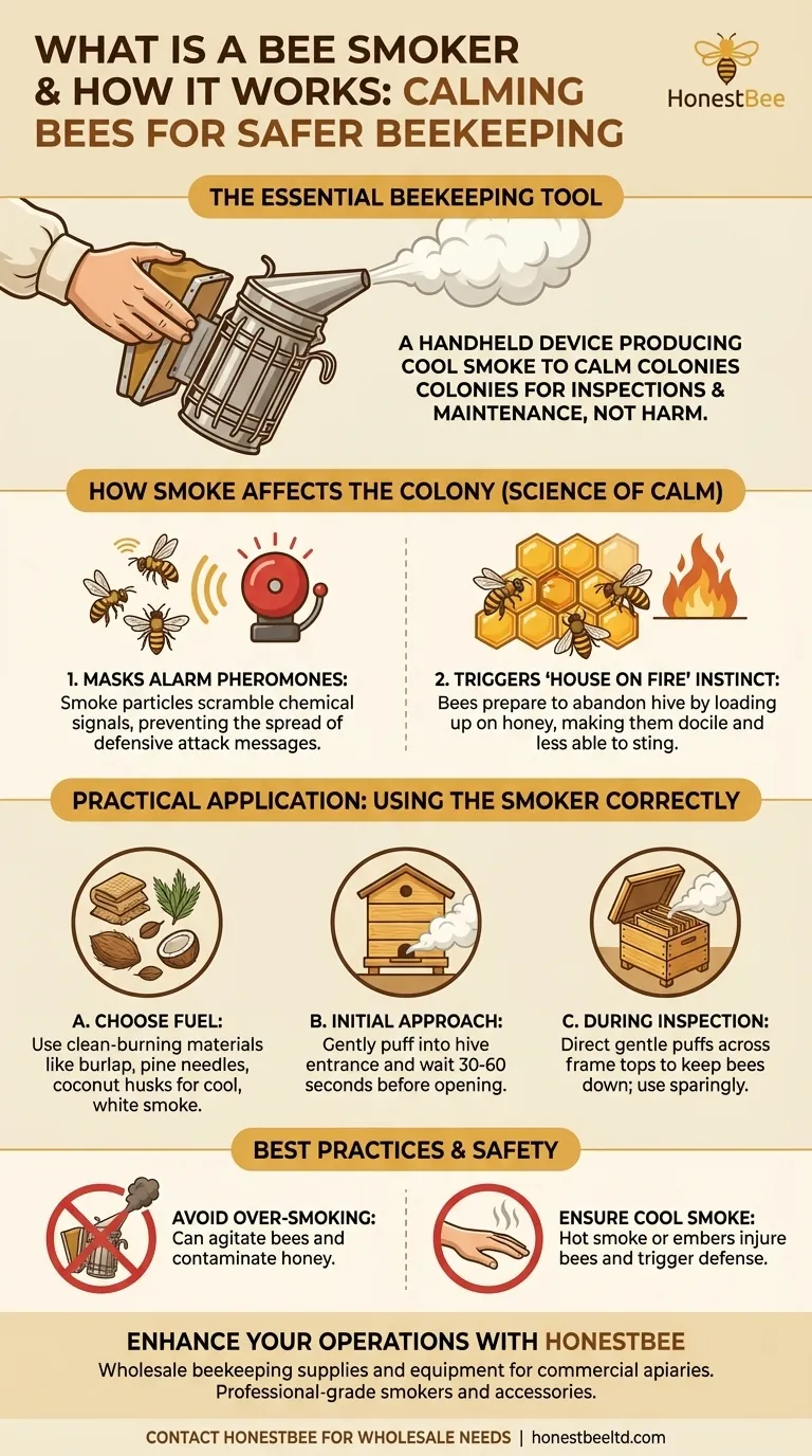 스모커란 무엇이며 양봉에서 어떻게 사용되나요? 차분하고 안전한 벌통 검사를 위한 필수 도구 시각적 가이드