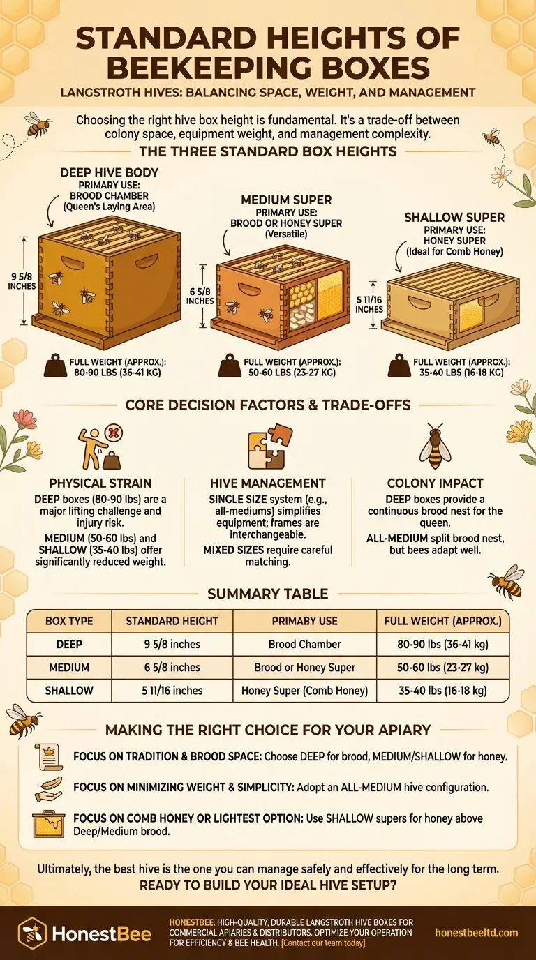 What are the standard heights of boxes used in beekeeping? Choose the Right Hive Box for Your Apiary Visual Guide