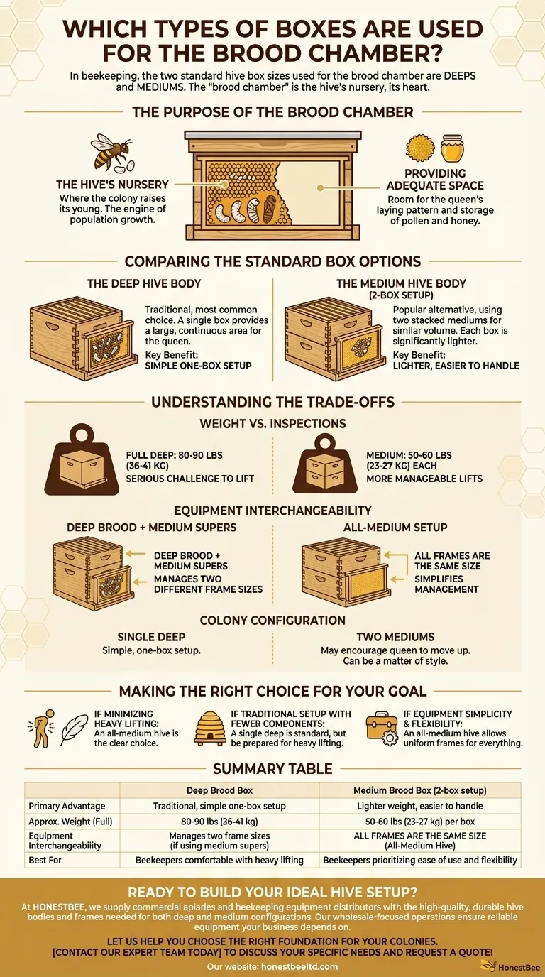 Which types of boxes are used for the brood chamber? Choose Between Deep or Medium Hive Bodies Visual Guide