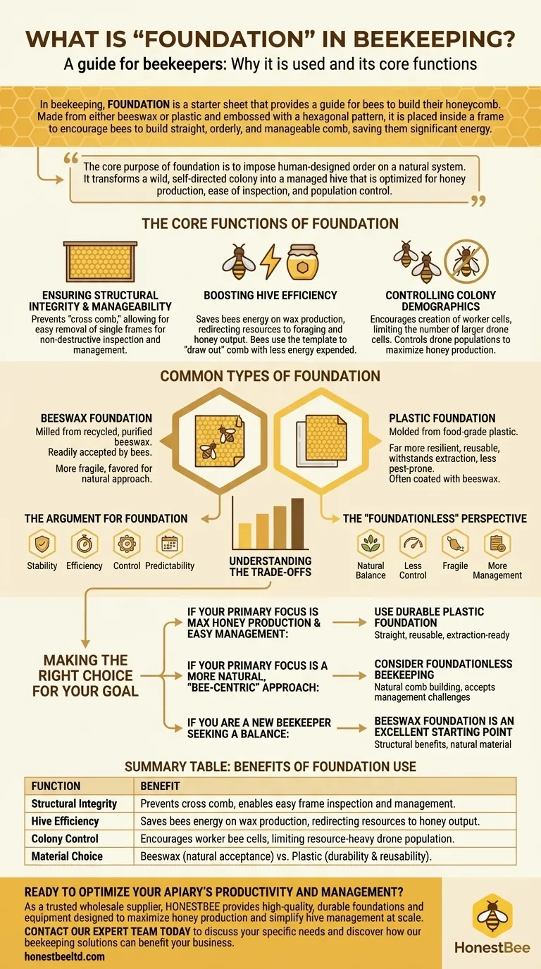 What is 'foundation' in beekeeping, and why is it used? Optimize Hive Management & Honey Production Visual Guide