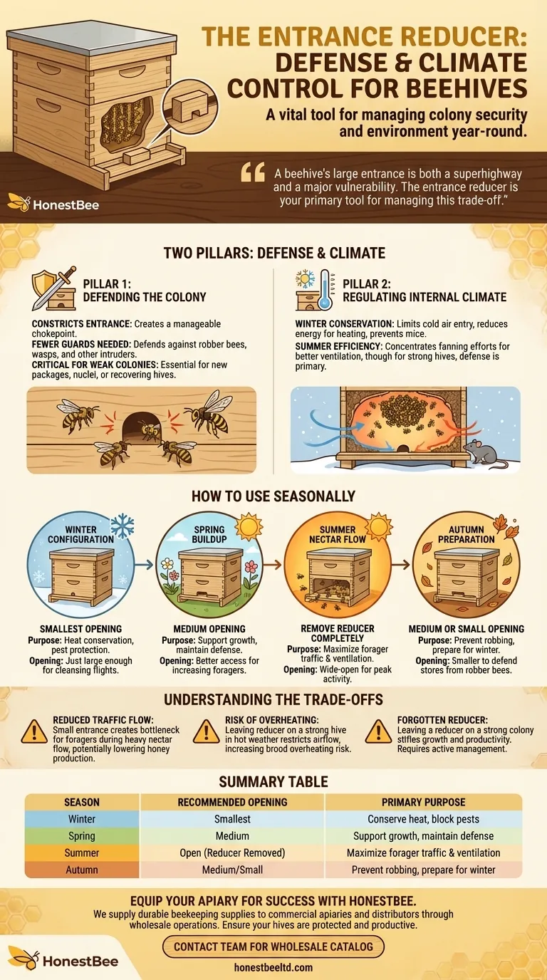 Qual é o propósito do redutor de entrada em uma colmeia? Um Guia para a Defesa da Colmeia e Controle Climático Guia Visual