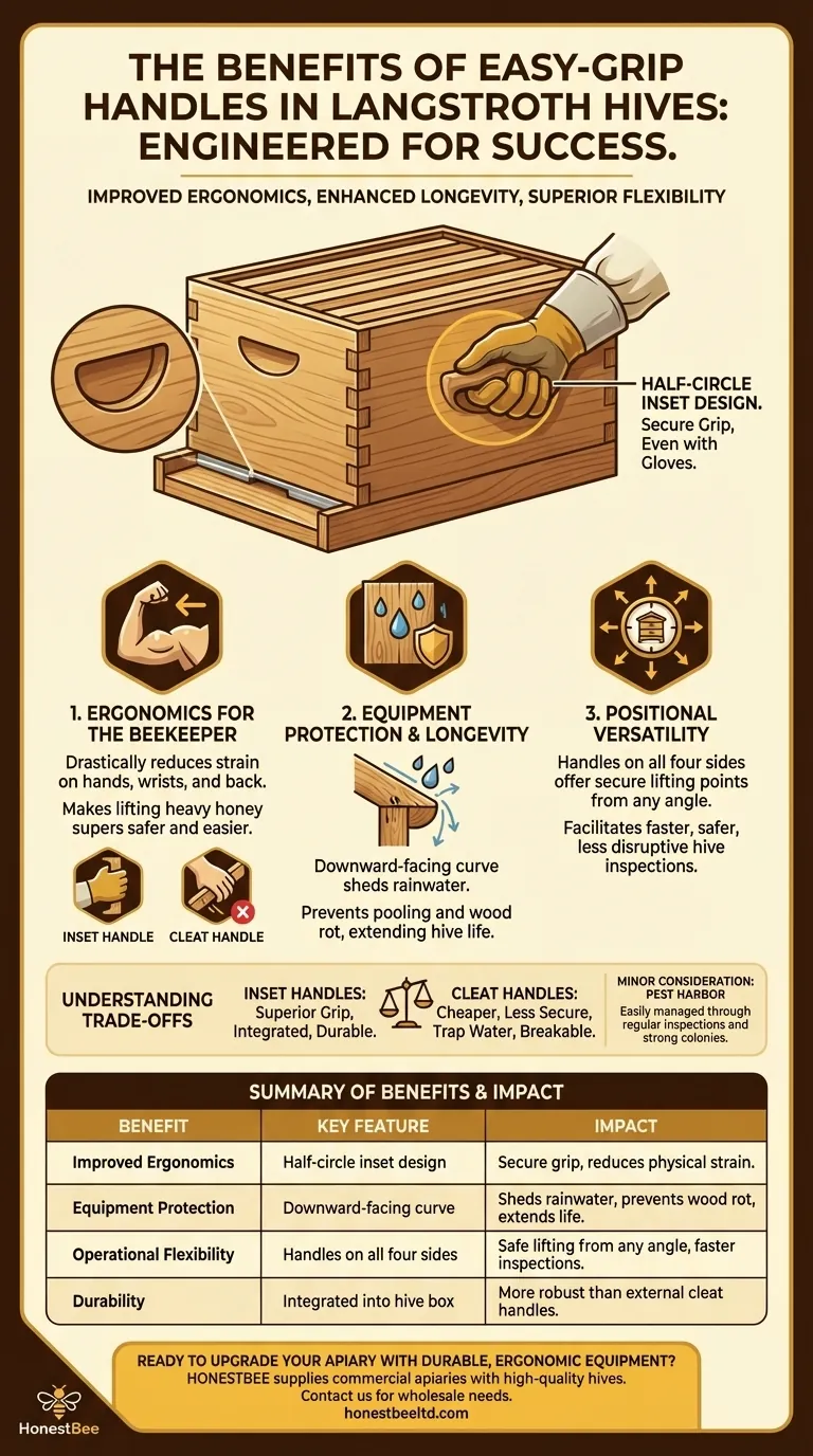 랑스트로스 벌통의 이지 그립 손잡이의 장점은 무엇인가요? 양봉 인체공학 및 장비 수명 향상 시각적 가이드
