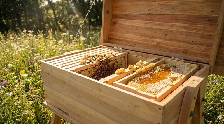 양봉에서 무소초 벌집틀을 사용하는 목적은 무엇인가요? 자연스러운 벌의 행동과 벌집꿀 촉진