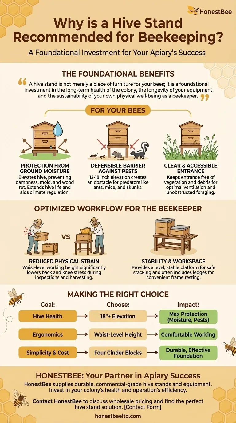 Por que um suporte de colmeia é recomendado para a apicultura? Eleve a Sua Colmeia para Saúde e Ergonomia Guia Visual