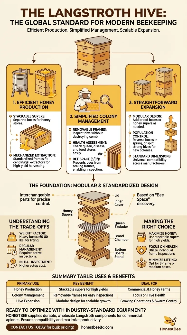 랭스트로스 벌통의 주요 용도는 무엇입니까? 꿀 생산 극대화 및 군집 건강 증진 시각적 가이드
