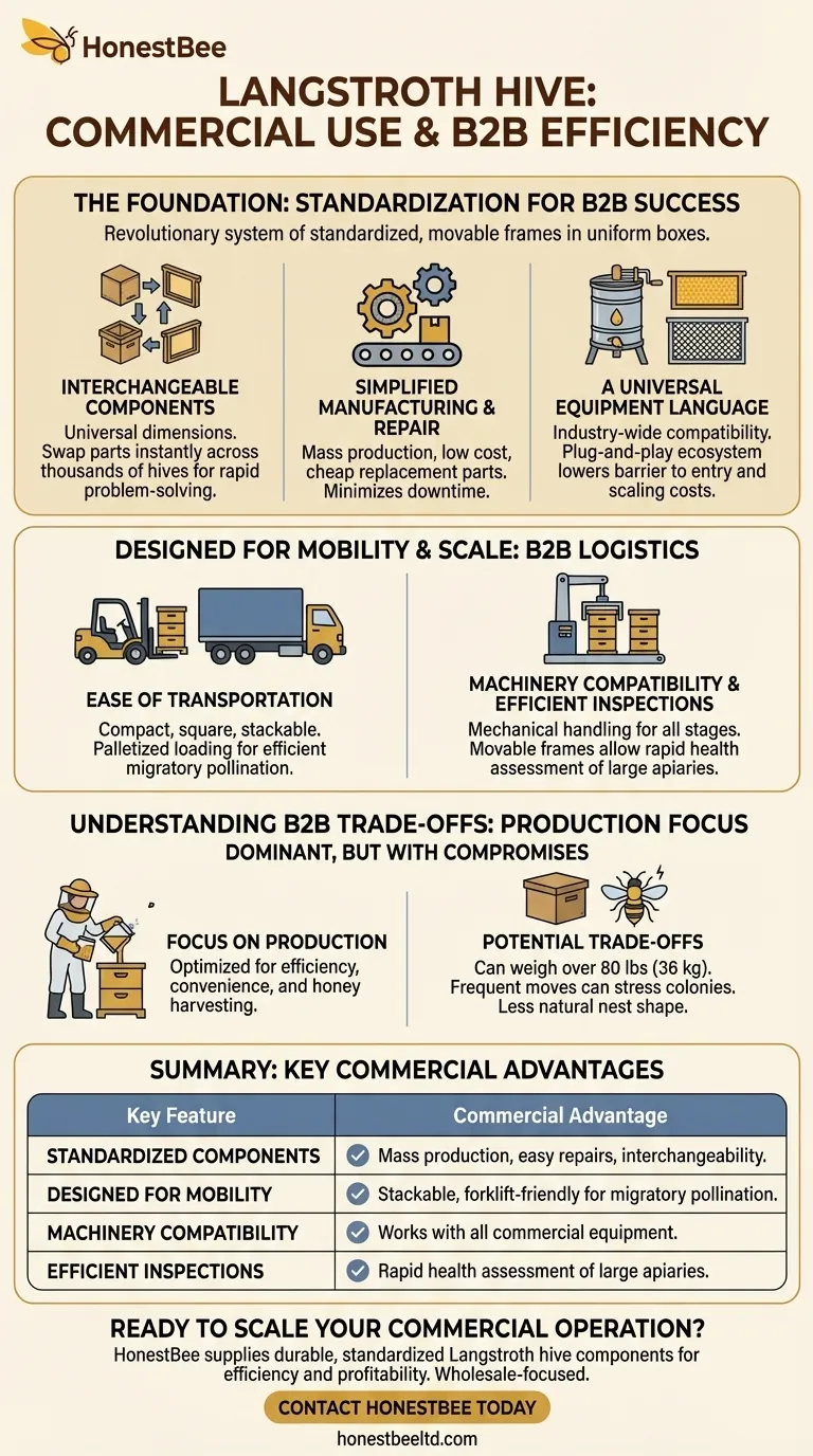 랑스트로스 벌통이 상업적 용도에 적합한 이유는 무엇인가요? 대규모 양봉장을 위한 탁월한 효율성 시각적 가이드