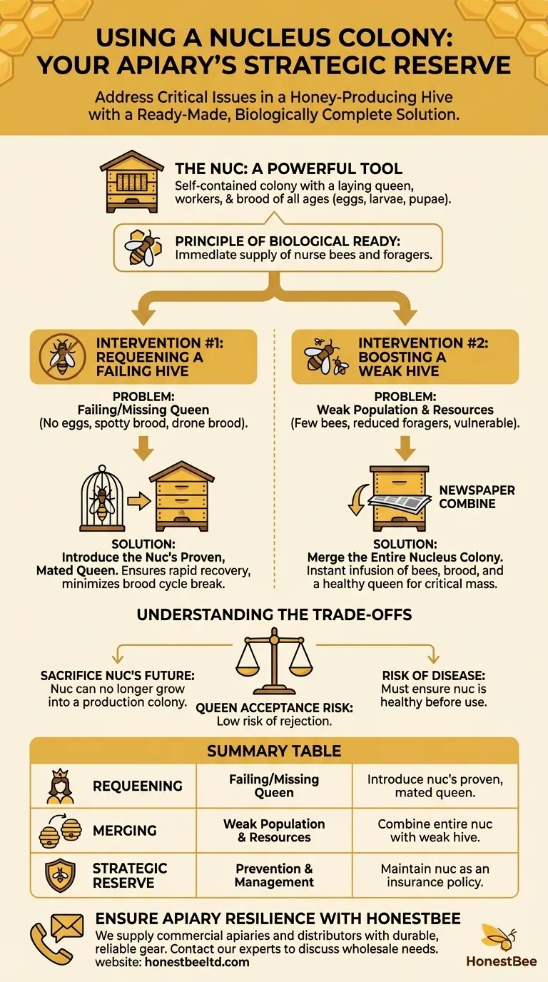 핵심 군집(nucleus colony)을 꿀 생산 벌통의 문제를 해결하는 데 어떻게 사용할 수 있습니까? 귀하의 전략적 양봉 솔루션 시각적 가이드