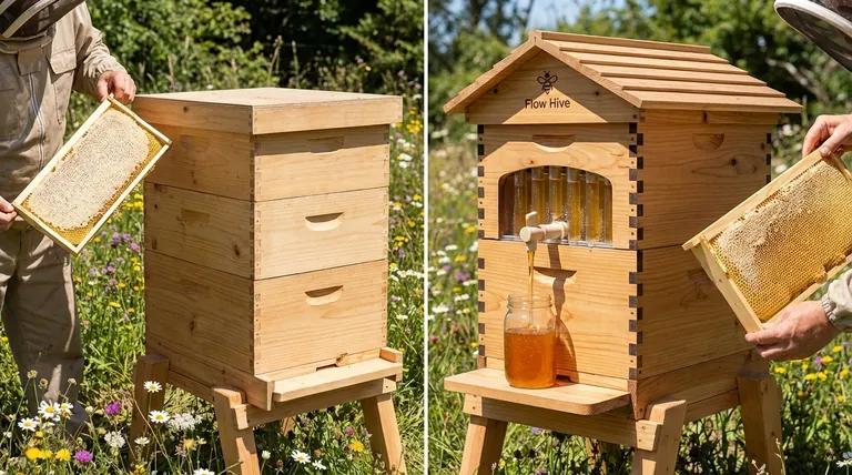 What are the basic components of both a Flow Hive and a Langstroth hive? Discover the Core Beekeeping Structure