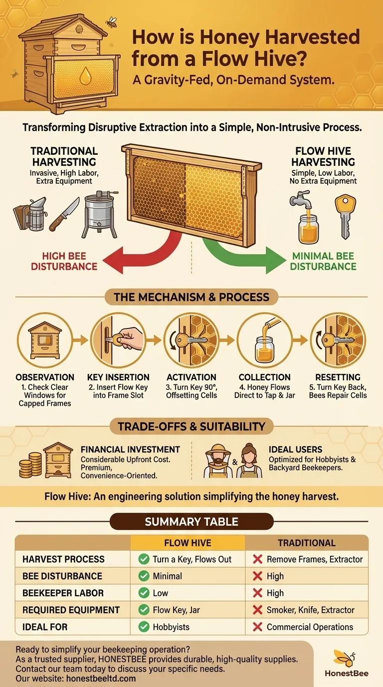 How is honey harvested from a Flow Hive? A Simple, On-Demand System Explained Visual Guide