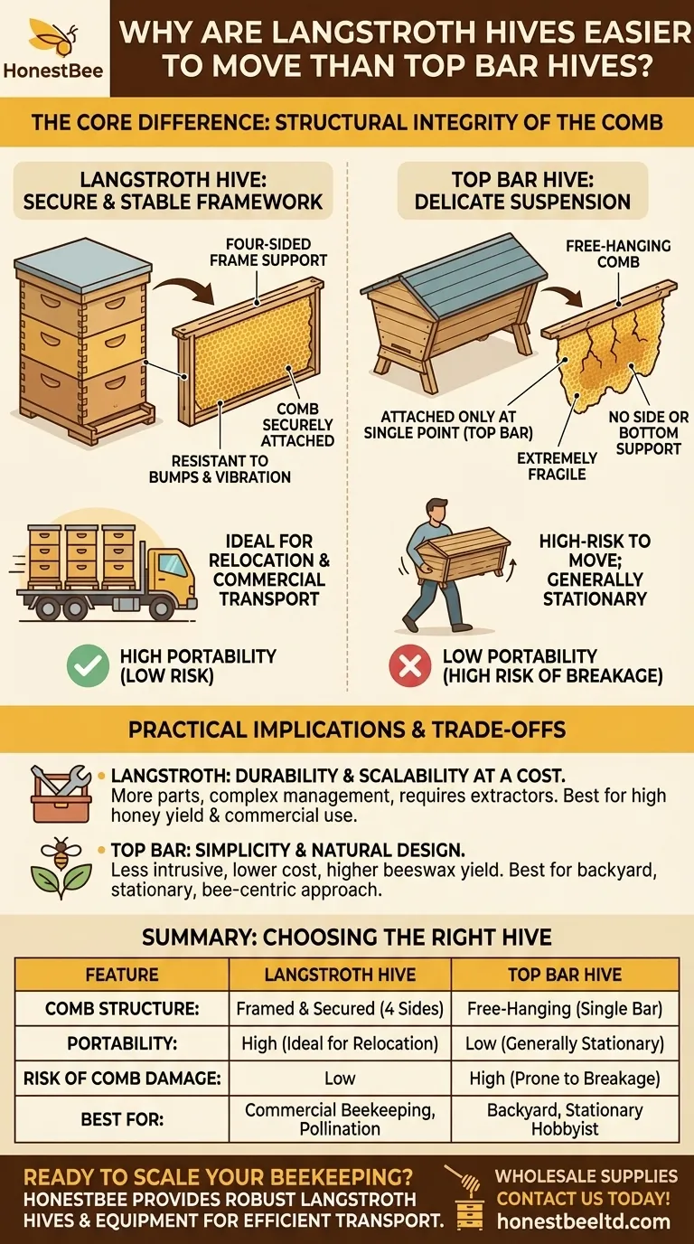 왜 랭스트로스 벌통이 탑바 벌통보다 이동하기 쉬울까요? 양봉장의 뛰어난 휴대성을 경험하세요 시각적 가이드