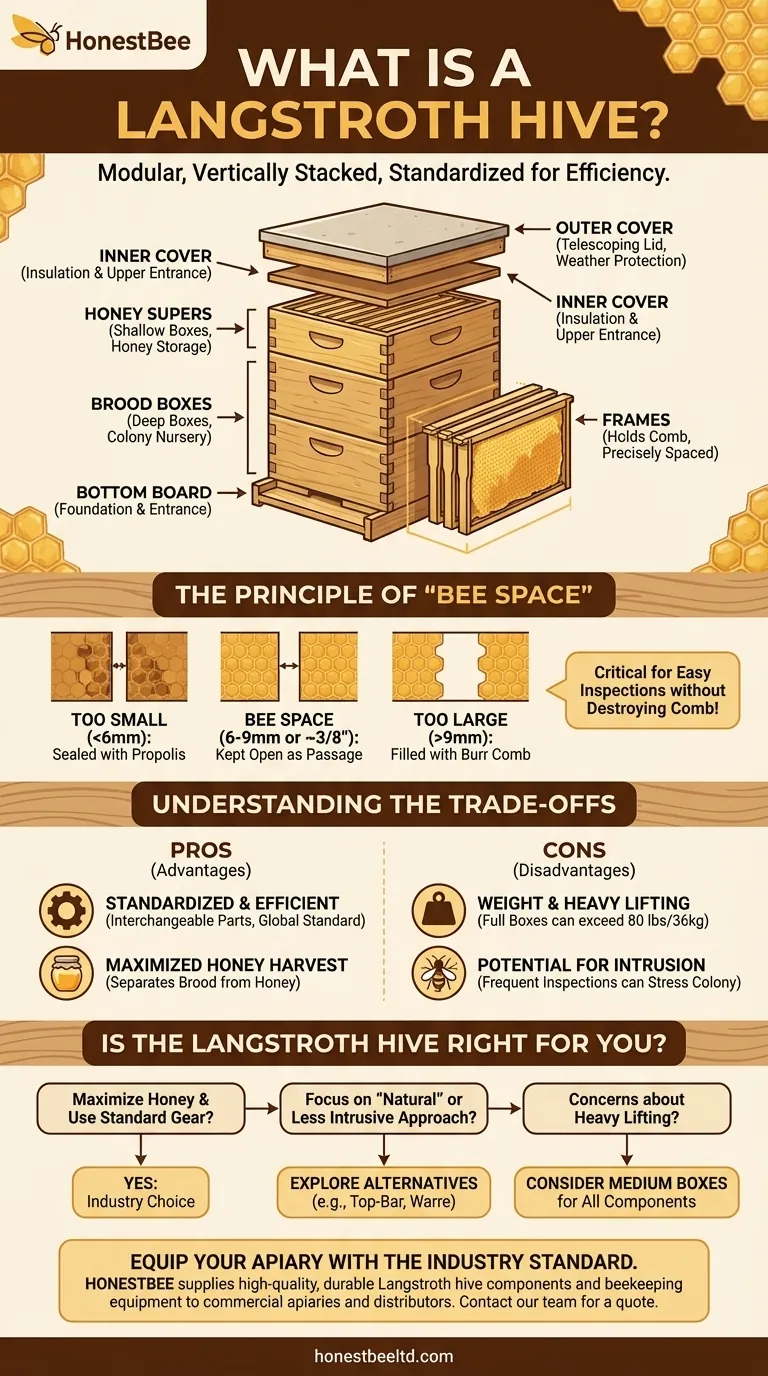 랑스트로스 벌통이란 무엇인가요? 효율적이고 모듈식 양봉을 위한 표준 시각적 가이드