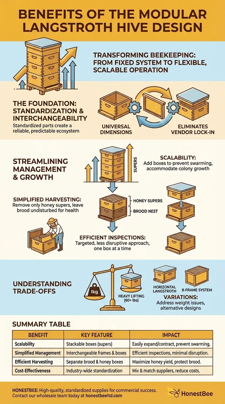 랑스트로스 벌통의 모듈식 설계가 제공하는 이점은 무엇인가요? 확장성과 효율성을 확보하세요 시각적 가이드