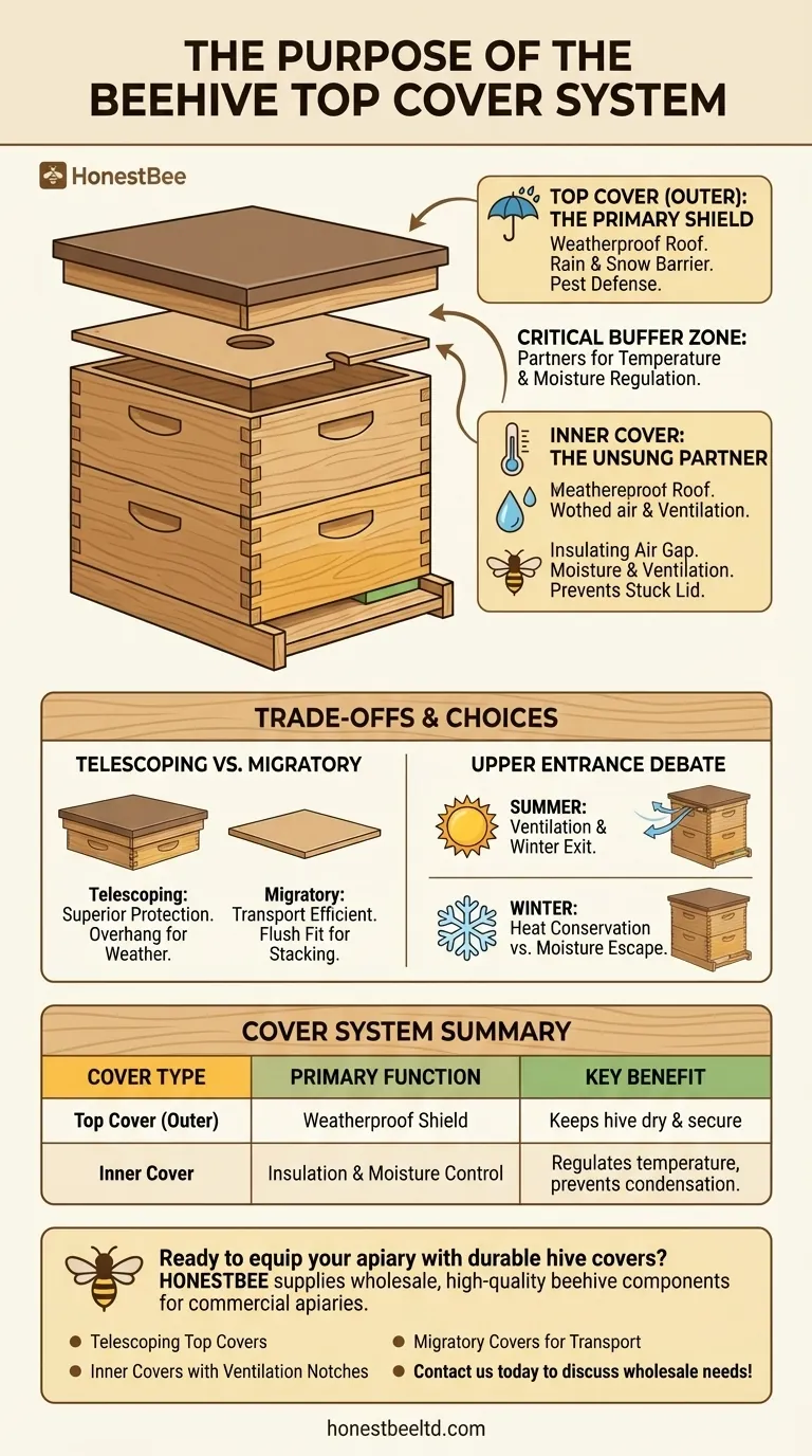 What is the purpose of the top cover in a beehive? Protect Your Hive from Weather and Pests Visual Guide