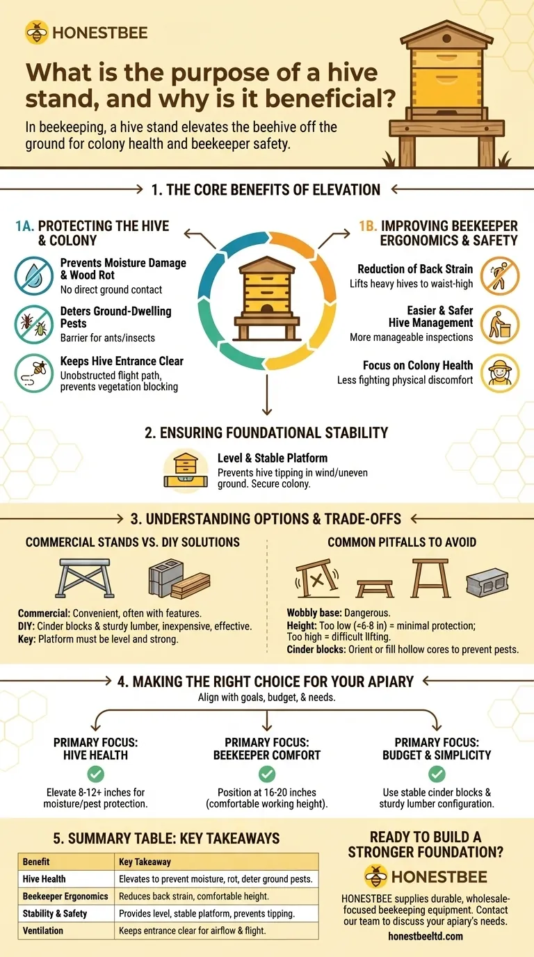What is the purpose of a hive stand, and why is it beneficial? Elevate Your Hive for Colony Health and Beekeeper Comfort Visual Guide