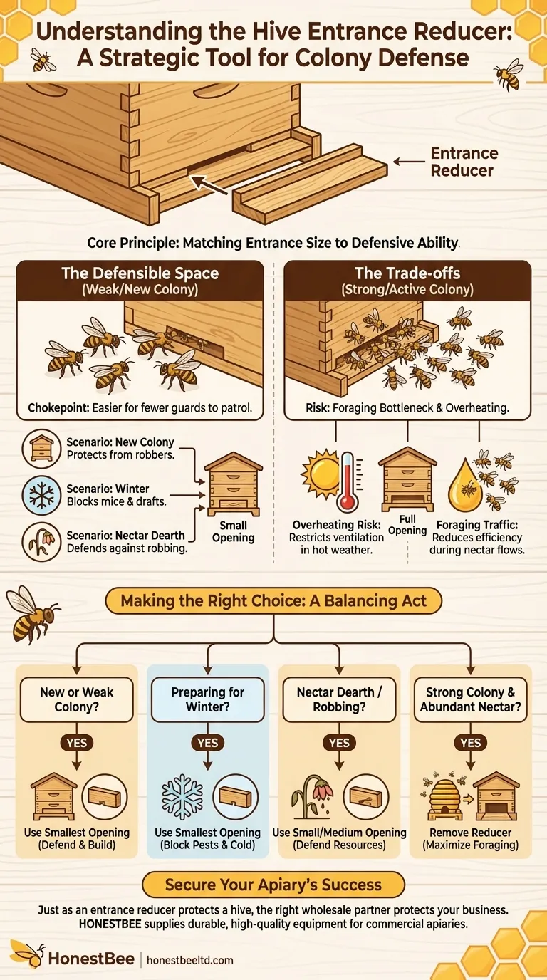 What is an entrance reducer, and how does it benefit a hive? A Guide to Hive Security & Efficiency Visual Guide