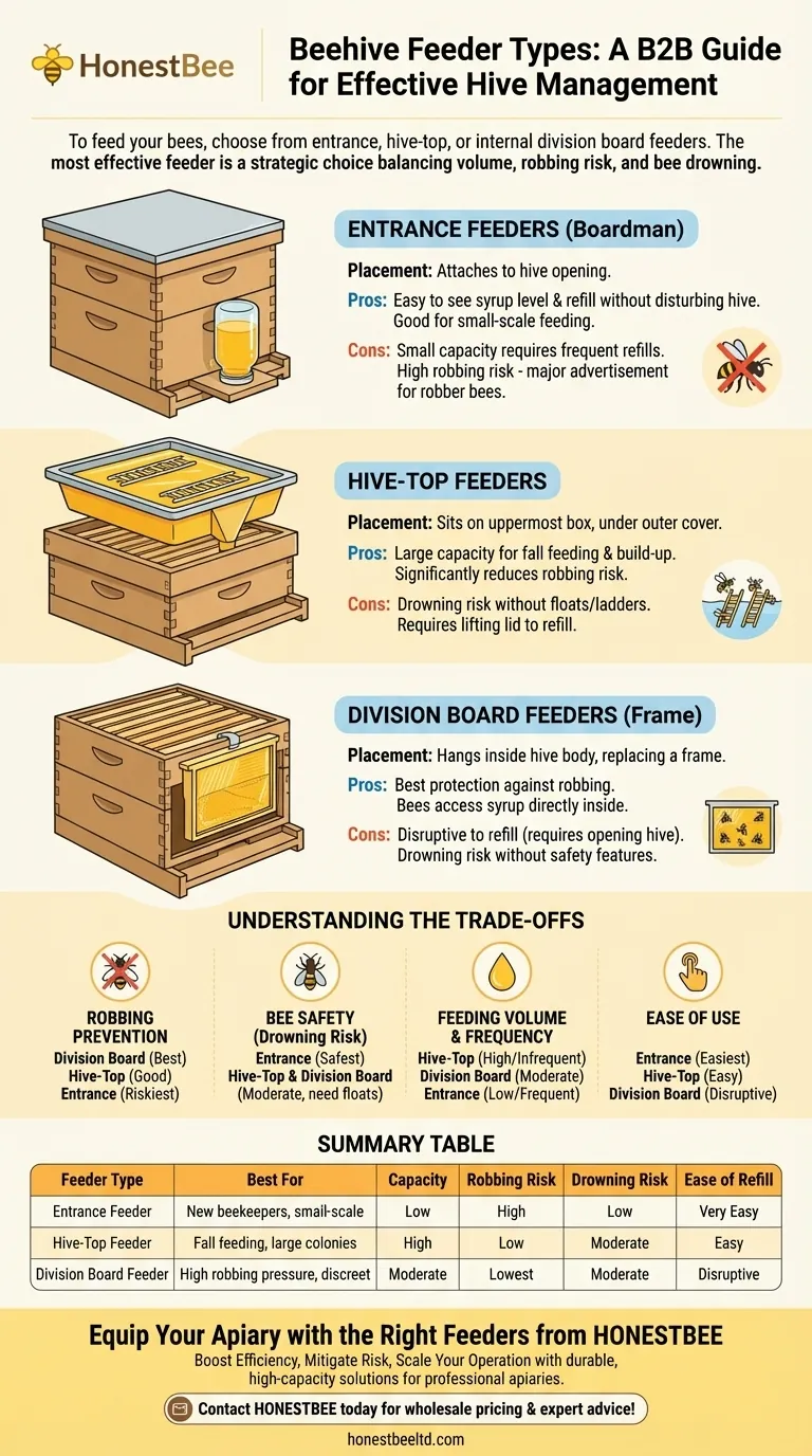 Quels sont les différents types d'abreuvoirs disponibles pour les ruches ? Un guide des abreuvoirs d'entrée, d'abreuvoirs de toit et d'abreuvoirs à cadres Guide Visuel