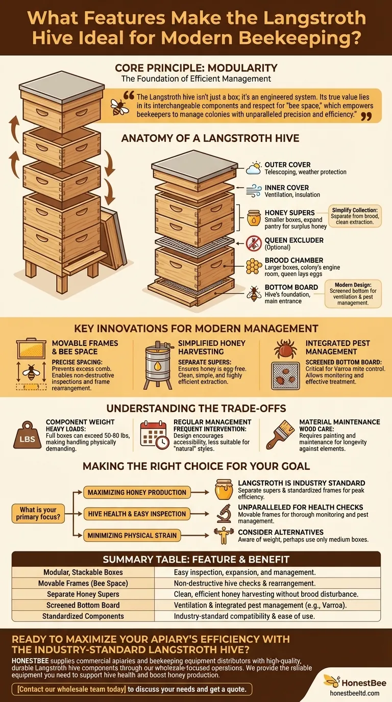 Quali caratteristiche rendono l'arnia Langstroth ideale per l'apicoltura moderna? Sblocca la massima produzione di miele e la salute dell'alveare Guida Visiva