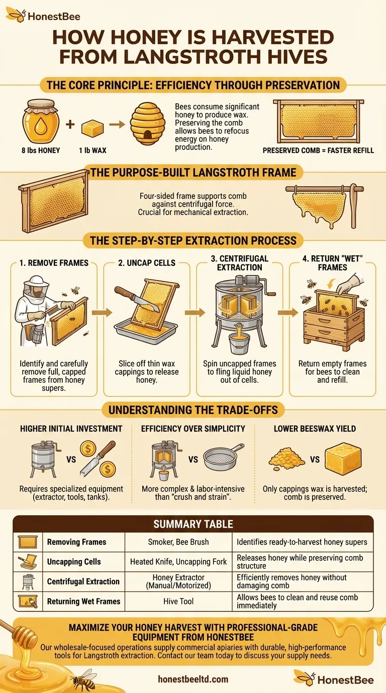 How is honey harvested from Langstroth hives? A Guide to Efficient, Comb-Preserving Extraction Visual Guide