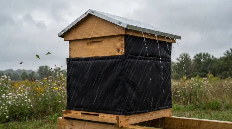 How does the peaked design of the Langstroth hive roof help with rain runoff and wind resistance? Essential Weather Protection for Your Hives