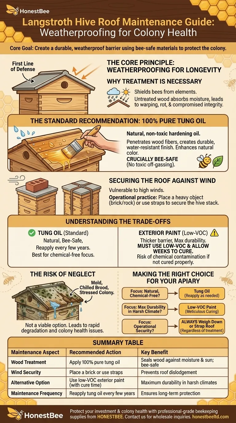 랑스트로스 벌통 지붕에 권장되는 유지보수는 무엇인가요? 천연 오동나무 오일로 벌통을 보호하세요 시각적 가이드
