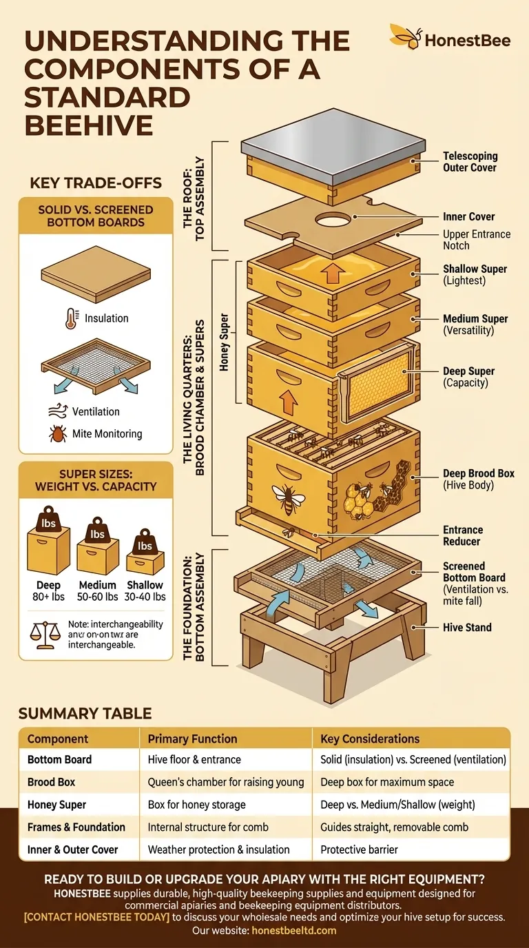 What are the main components of a standard hive? A Guide to the Modular Beehive System Visual Guide