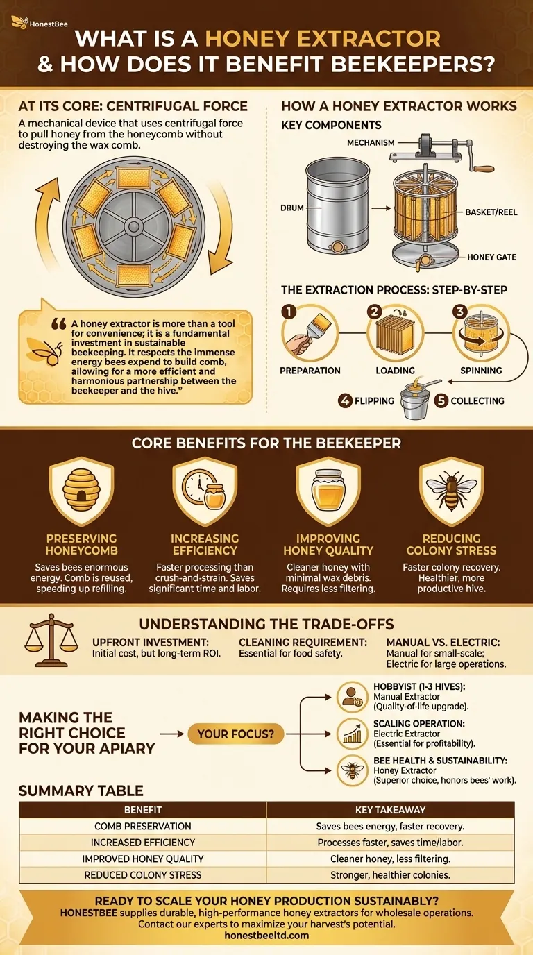 What is a honey extractor and how does it benefit beekeepers? Boost Honey Yield & Hive Health Visual Guide
