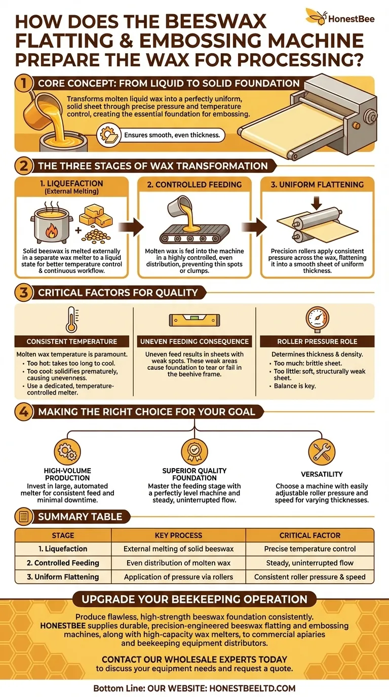 밀랍 평탄화 및 엠보싱 기계는 가공을 위해 왁스를 어떻게 준비합니까? 완벽하게 균일한 왁스 시트 만들기 시각적 가이드