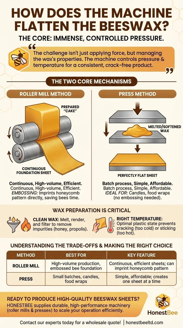 기계는 어떻게 밀랍을 평평하게 만들까요? 롤러 및 프레스 방식 안내 시각적 가이드