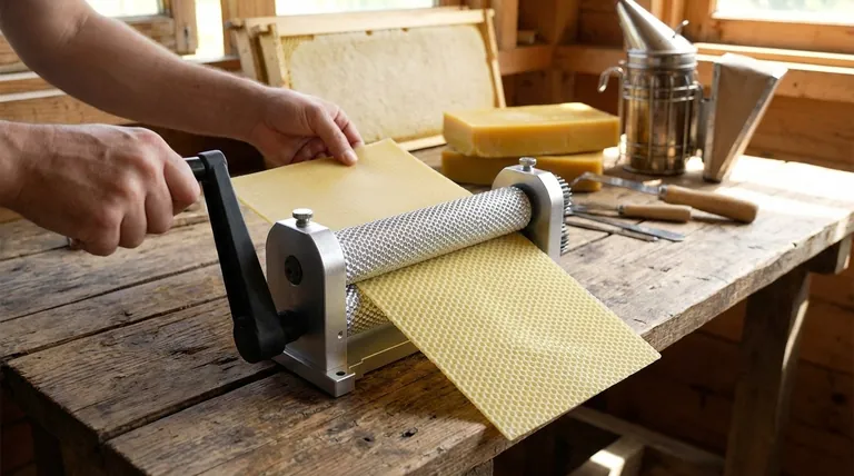 What is the primary function of the manual honeycomb embossing machine? Gain Control Over Your Hive's Foundation